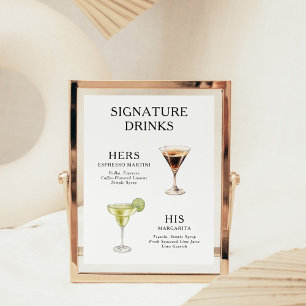 Póster Poster del menú de bebidas Bodas con firma