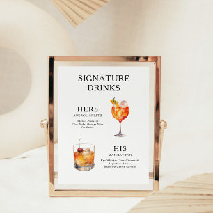 Póster Poster del menú de bebidas Bodas con firma