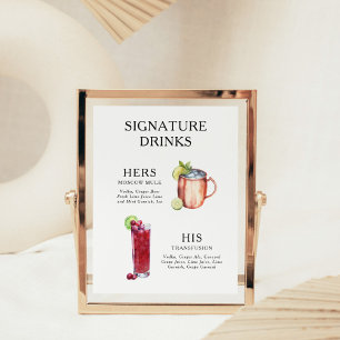 Póster Poster del menú de bebidas Bodas con firma