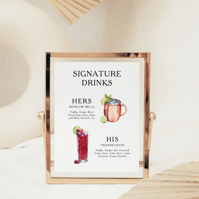 Póster Poster del menú de bebidas Bodas con firma (Subido por el creador)