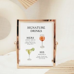 Póster Poster del menú de bebidas Bodas con firma