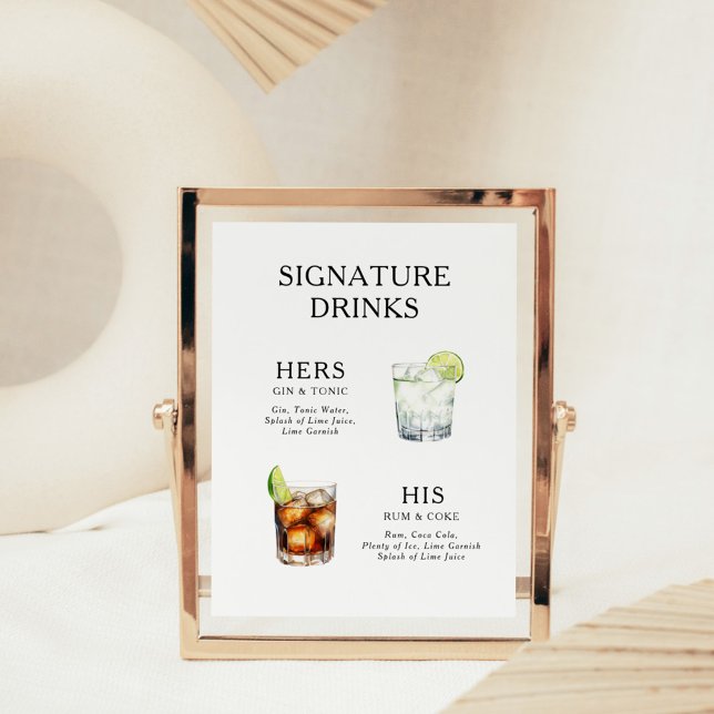 Póster Poster del menú de bebidas Bodas con firma (Subido por el creador)