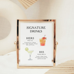 Póster Poster del menú de bebidas Bodas con firma
