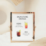 Póster Poster del menú de bebidas Bodas con firma<br><div class="desc">Personalizar este boda de cócteles y seguro que impresionará. Asegúrese de elegir el papel poster pesado de archivo si desea colgarlo más fácilmente.</div>