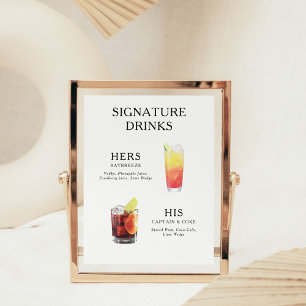 Póster Poster del menú de bebidas Bodas con firma