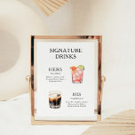 Póster Poster del menú de bebidas Bodas con firma<br><div class="desc">Personalizar este boda de cócteles y seguro que impresionará. Asegúrese de elegir el papel poster pesado de archivo si desea colgarlo más fácilmente.</div>