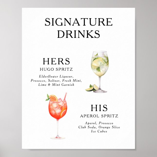 Póster Poster del menú de bebidas Bodas con firma (Frente)