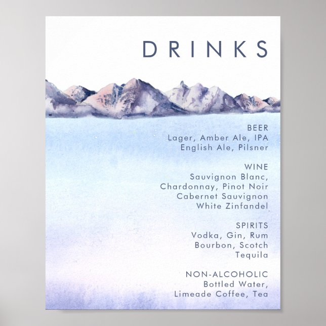 Póster Poster del menú de bebidas del Boda de invierno de (Frente)