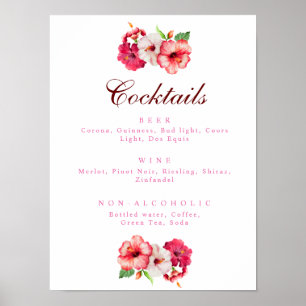 Póster Poster del menú de bebidas florales tropicales