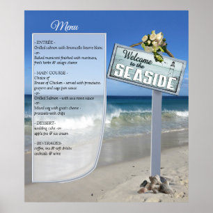 Póster Poster del menú de bodas de playa