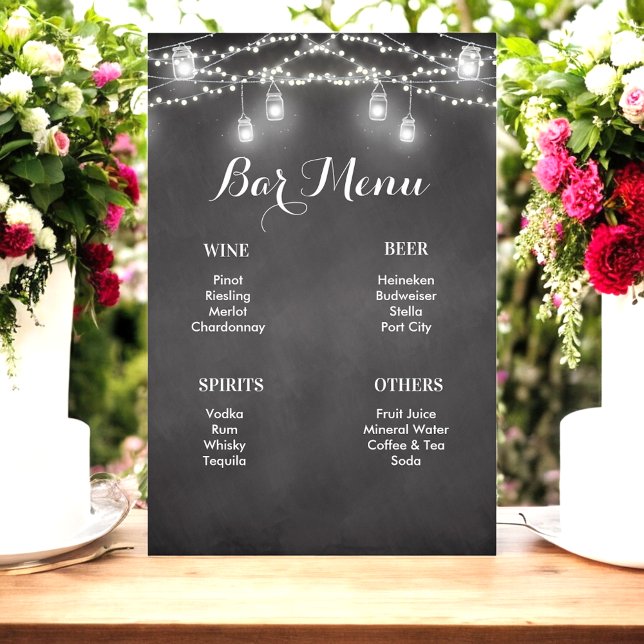 Póster Poster del menú del Rótulo del Boda Rústico Blanco (Subido por el creador)