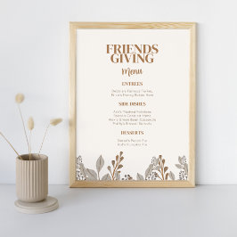 Póster Poster del menú Fall Floral Boho Friendding