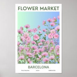 Póster Poster del mercado de flores coloridas de Barcelon