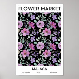 Póster Poster del mercado de flores coloridas de Málaga