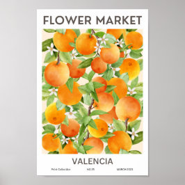 Póster Poster del Mercado de Flores Coloridas de Valencia