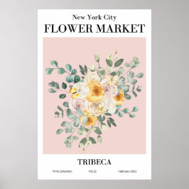 Póster Poster del Mercado de Flores de la Ciudad de Nueva