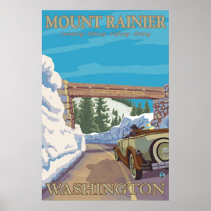 Póster Poster del Monte Rainier - de la entrada del paso