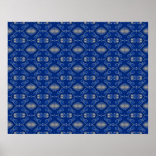 Póster Poster del Mosaico de Plata Azul