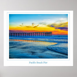 Póster Poster del muelle de la playa del Pacífico