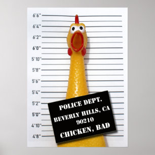 Póster ¡Poster del Mugshot del pollo de la diversión mún!