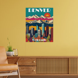 Póster Poster del Muro de Viaje de Denver Skyline Colorad