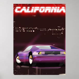 Póster Poster del neon Supercar de California 80