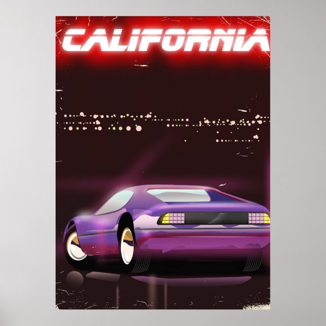 Póster Poster del neon Supercar de California 80 (Frente)