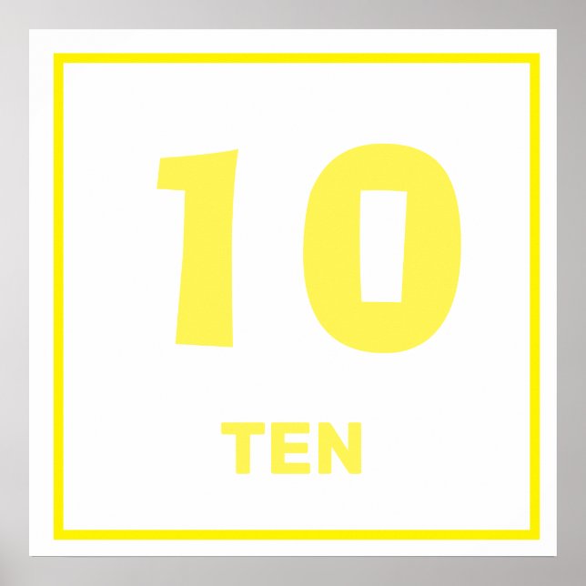 Póster Poster del número diez amarillo (Frente)