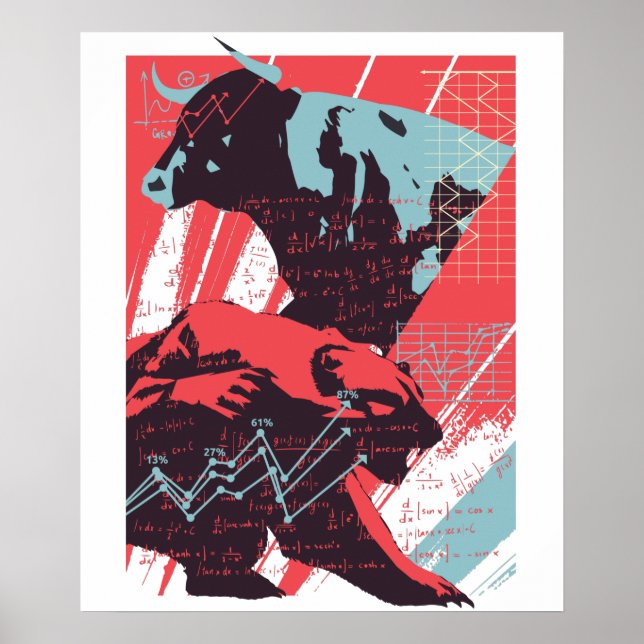 Póster Poster del oso alcista del mercado de valores (Frente)