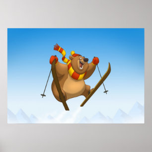 Póster Poster del oso de esquí