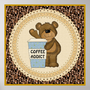 Póster Poster del oso del adicto al café