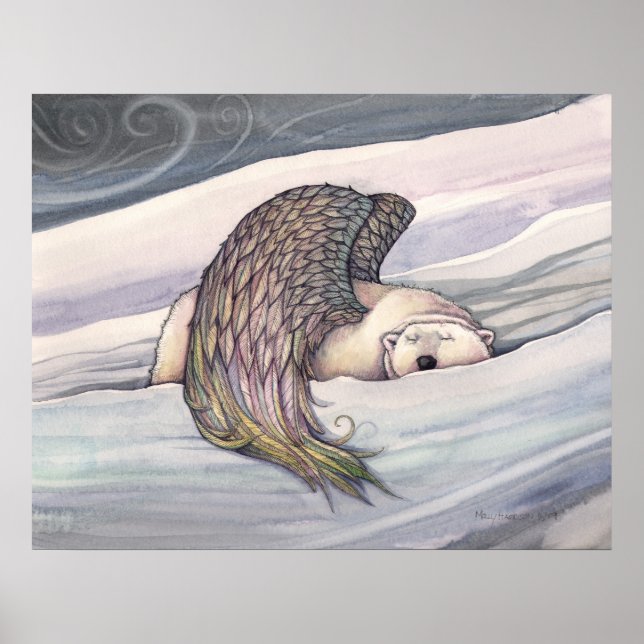 Póster Poster del oso polar Angel por Molly Harrison (Frente)