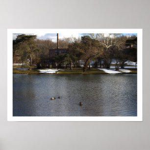 Póster Poster del paisaje acuático invernal