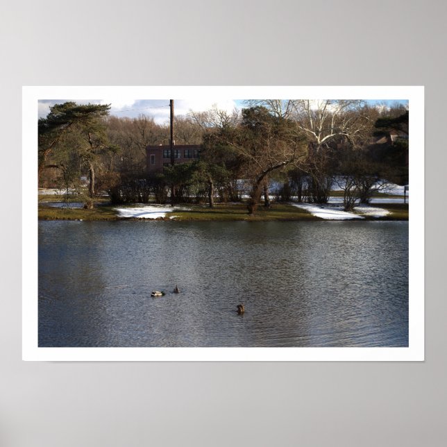 Póster Poster del paisaje acuático invernal (Frente)