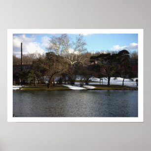 Póster Poster del paisaje acuático invernal