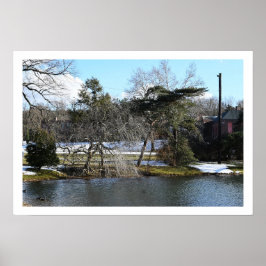 Póster Poster del paisaje acuático invernal