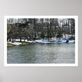 Póster Poster del paisaje acuático invernal