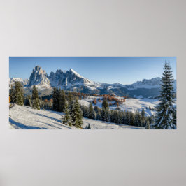 Póster Poster del paisaje invernal de Alpe di Siusi