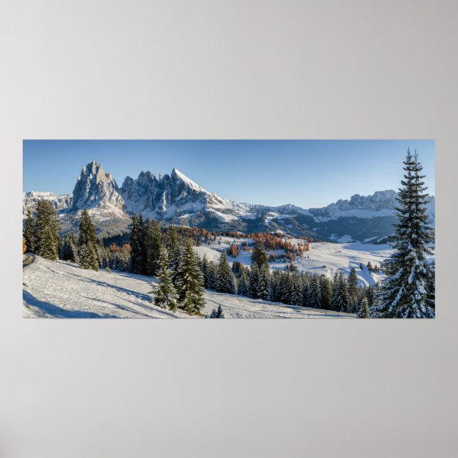 Póster Poster del paisaje invernal de Alpe di Siusi (Frente)