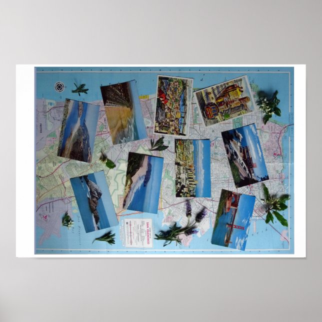 Póster Poster del paisaje vintage de San Francisco (Frente)