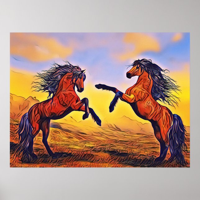 Póster Poster del par de caballos (Frente)