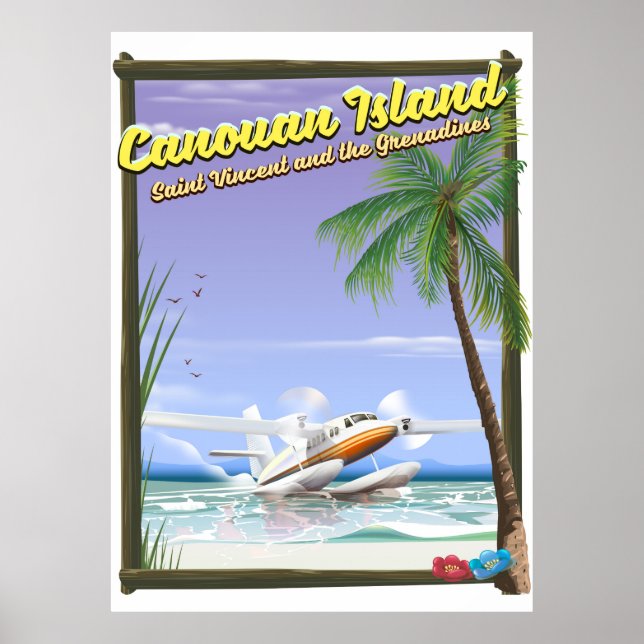Póster Poster del paraíso caribeño, canouense. (Frente)