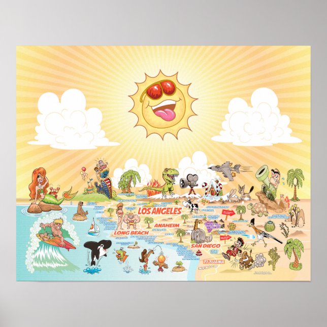 Póster Poster del Paraíso de Playa del Sur de California (Frente)