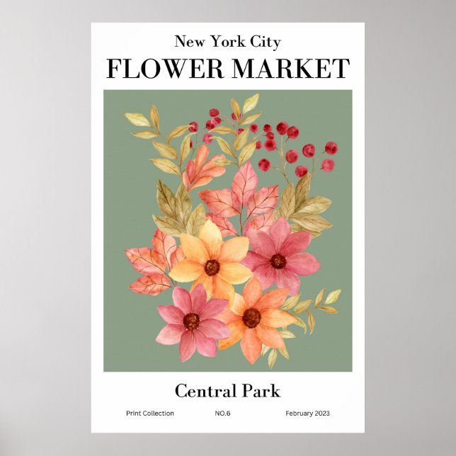 Póster Poster del Parque Central del Mercado de Flores de (Frente)