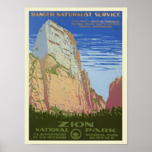 Póster Poster del Parque Nacional de Sion Vintage