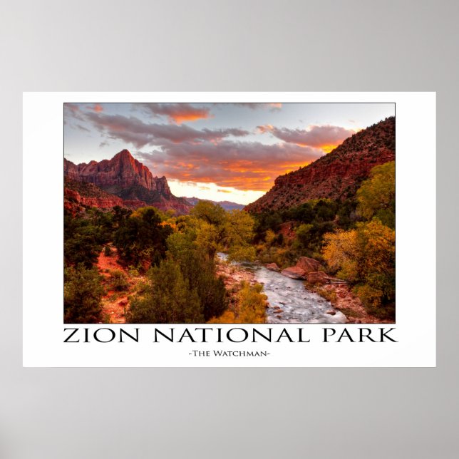 Póster Poster del Parque Nacional de Zion (Frente)