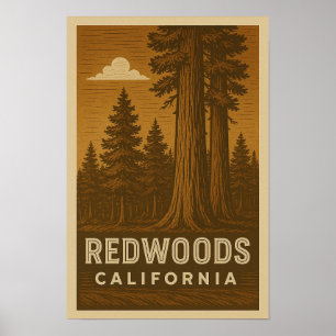 Póster Poster del Parque Nacional Redwoods