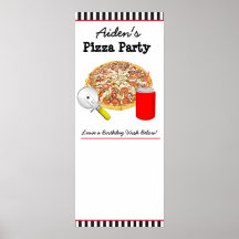 Poster del Partido de Cumpleaños de Pizza, ¡Rótulo