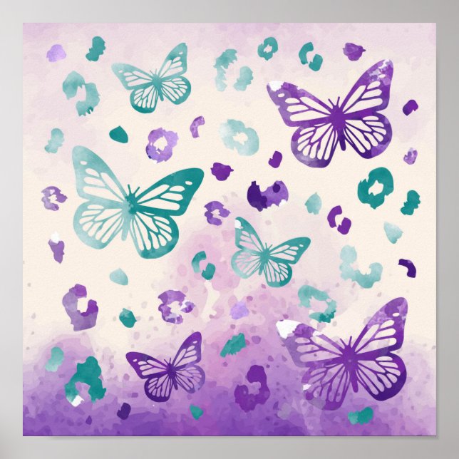 Póster Poster del patrón blanco del leopardo de mariposa (Frente)