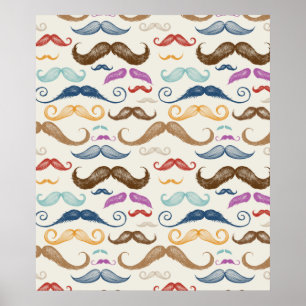 Póster Poster del patrón de bigote de hipster